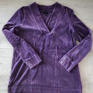 Talbots Purple Velour V-Neck Top